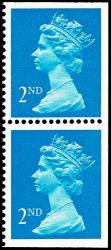 SG1445 2nd Blue, Centre Band - Se-Tenant Pair of Imperf Top, Bottom & Right