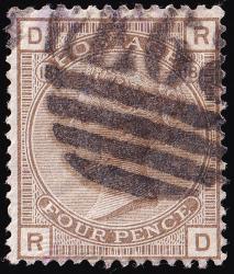 SG160 (Pl.18) 4d Grey-Brown (Plate 18) - Good Used (Cat. £35) - (Spec: J69) (Scott: 84)