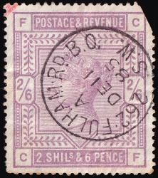 SG175 (K9) 2s6d Lilac (Blued Paper) - Stamp with Faults, Missing Corner and Crease