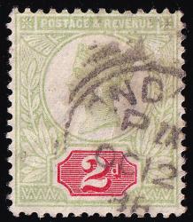 SG199 (K30, I) 2d Green & Scarlet - Fine Used (Cat. £200)