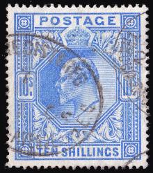 SG265 10/- Ultramarine - Fine Used (Cat. £350) - (Spec: M53) (Scott: 141)