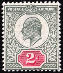 SG292 2d Grey-Green & Bright Carmine - Unmounted Mint (Cat. £55) - (Spec: M13, iv)