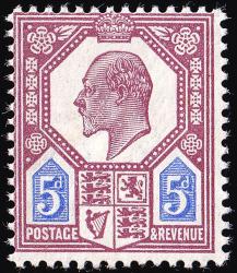 SG293 5d Dull Reddish Purple & Bright Blue - Unmounted Mint (Cat. £60) - (Spec: M30, ii)