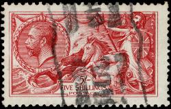SG409 5/- Bright Carmine - Fine Used with Lovely Perfs (Cat. £400)
