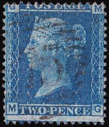 SG45 2d Blue (Thick Lines), Plate 7 - Good Used (Cat. £50) - (Spec: G2) (Scott: 29)