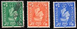 SG485WI-489WI Set of 3 Light Colours, Wmk Inverted - Fine Used (Cat. £2.50) (Spec: Q2b/Q14a) (Scott: 258i/262i)