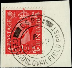 SG486 1d Pale Scarlet - Super Czechoslovak Field Post, 26th April 1944, WW2 Field Post Office (On Piece)