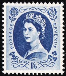 SG531 (S150) 1/6d Grey-Blue - SG Listed Flaw (S150a) at R.20/1, White Flaw in Queen's Hair Below Diadem