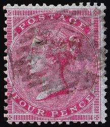 SG62 4d Carmine on Deeply Blued Paper - Good Used (Cat. £300) (Spec: J47)