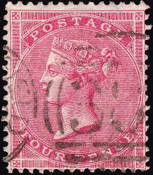 SG66 4d Rose-Carmine - Fine Used (Cat. £75) - (Spec: J51, i) (Scott: 26)