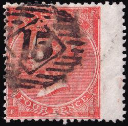 SG81 4d Bright Red with Hair Lines, Type B Plate 4 - Average Used (Cat. £75) (Spec: J53, i)