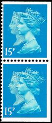 SG 1475 15p Blue Centre Band, Se-Tenant Pair of Imperf Top, Bottom & Right