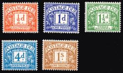 SG D35-D39 Set of 5 George VI New Colour Postage Dues - Unmounted Mint (Cat. £75) - (Spec: R35-R39) (Scott: J34-J38)