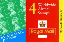 SG: GR4 Machin £2.52p with new design airmail labels (w)