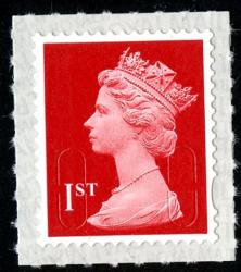 SG U2998 1ST scarlet M17L with inverted printing on backing paper (backing not applicable with used)