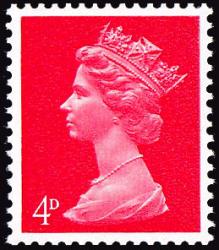 U15 B 4d Bright Vermilion, Centre Band, Gum Arabic, Head B (SG733g)