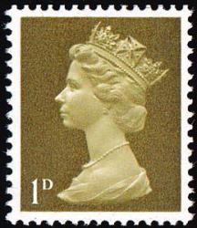 U2 (3) B 1d Greenish Olive, 2 Bands, PVA, Head B (SG724)