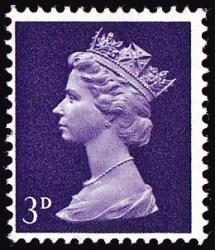 U8 (1) A 3d Violet, Centre Band, Gum Arabic, Head A (SG729)
