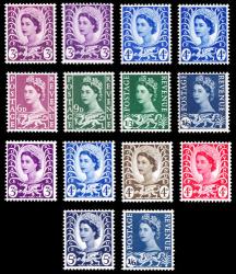 Wales 1 to 12, Pre-Decimal Regionals Set of 14 Stamps