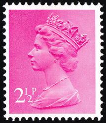 X851 (U87) 2½p - SG Listed Flaw (U87fc) at R.20/10, Break in Necklace