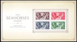2013 Seahorses 1913 Royal Mail Reproduction Presentation Pack, Facsimile Block of 4