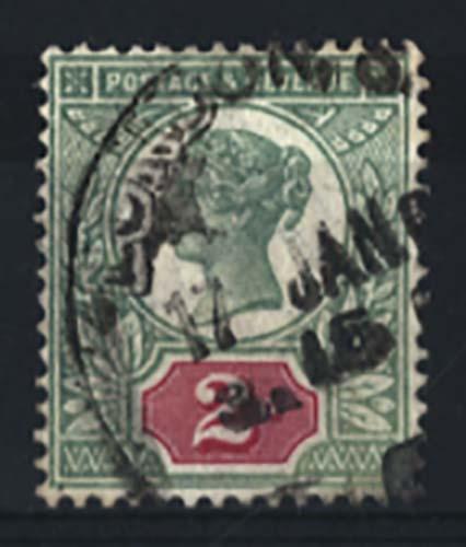 1887 2d green & vermilion vgu sg199, good colours, scarcer shade cat £260