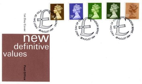 1984 28th August  13p,18p,22p,24p,34p post office cover