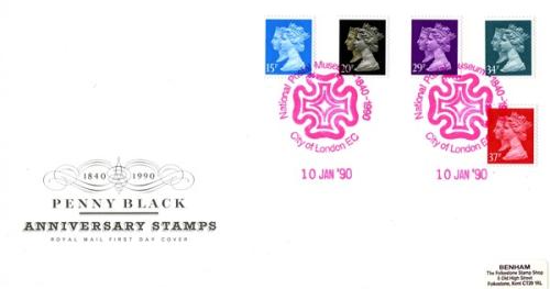 1990 1d Penny Black Anniversary (Addressed)