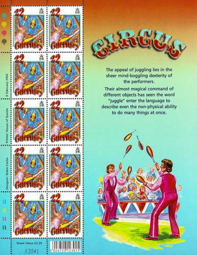 2002 22p Europa The Circus Stamp Sheet
