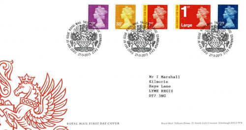 2013 27th March 78p, 88p, £1.88, 1st & 1st Large Signed For