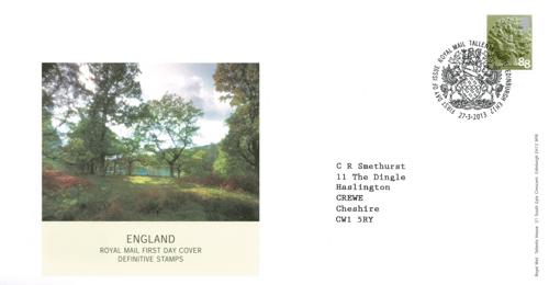 England 2013 27th March 88p Tallents House CDS Royal Mail Cover