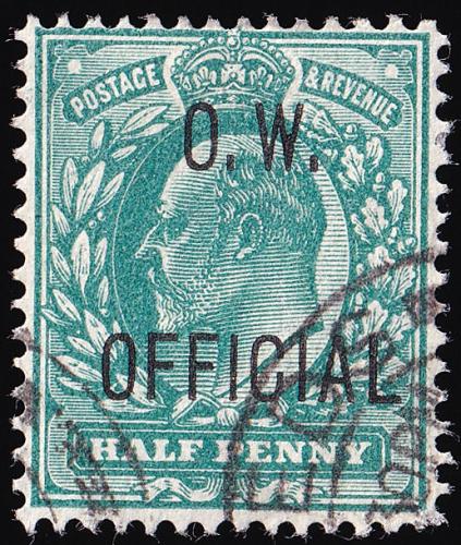 O36E ½d Blue-Green - Fine Used (Cat. £120) - (Spec: MO14)