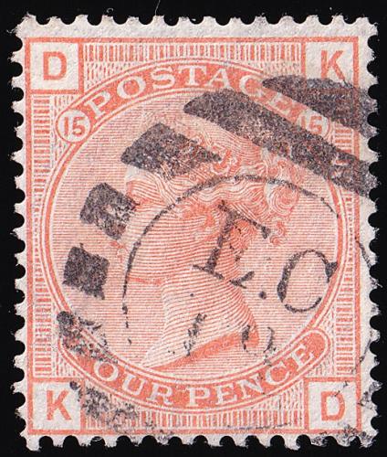 SG152 4d Vermilion (Plate 15) - Fine Used (Cat. £300) (Spec: J62)