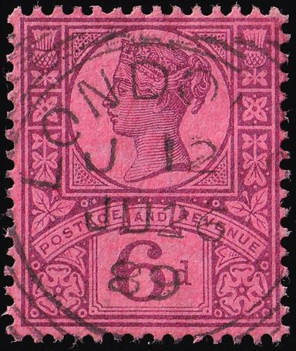 SG208 6d Purple/Rose-Red - Fine Used (Cat. £10) - (Spec: K37, i) (Scott: 119)