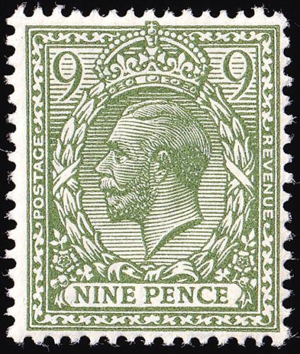 SG393B 9d Pale Olive-Green - Unmounted Mint (Cat. £250) - (Spec: N30, ii)