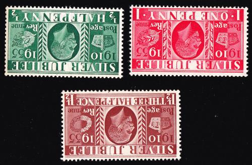 SG453WI-455WI 1935 Silver Jubilee Wmk Inverted - Unmounted Mint (Cat. £35) - (Spec: NCom10a-12a)
