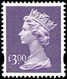 SG: 1802r £3 dull violet Del La Rue reprint