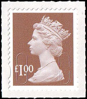 SG U2934 £1 bistre brown M12L