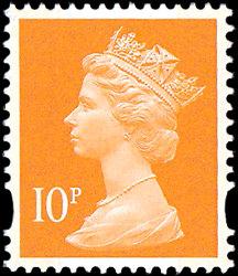 SG U3074 10p Dull Orange MPIL M14L, Weak Overprint (Enschede)