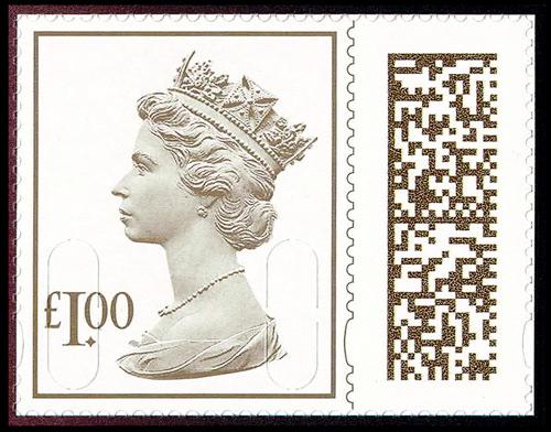 SG V4849 £1.00 Grey-Brown M22L, Booklet Backing (DY46)