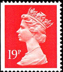 SG X1052 19p Bright Orange-Red 2 Bands, Imperf Left