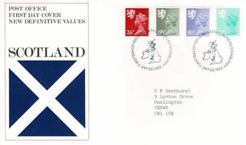 Scotland 1982 24th February 12½p, 15½p, 19½p, 26p Philatelic Bureau CDS Post Office Cover