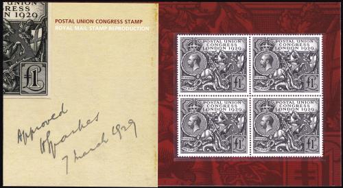 £1 PUC Royal Mail Reproduction Presentation Pack, Facsimile Block of 4