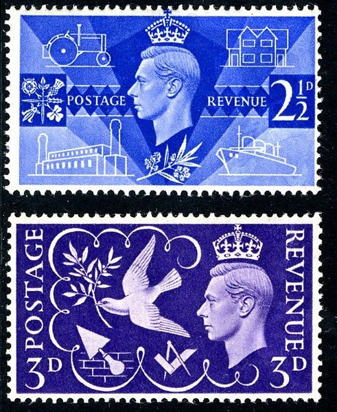 1946 Peace and Freedom Stamp Set SG491-492